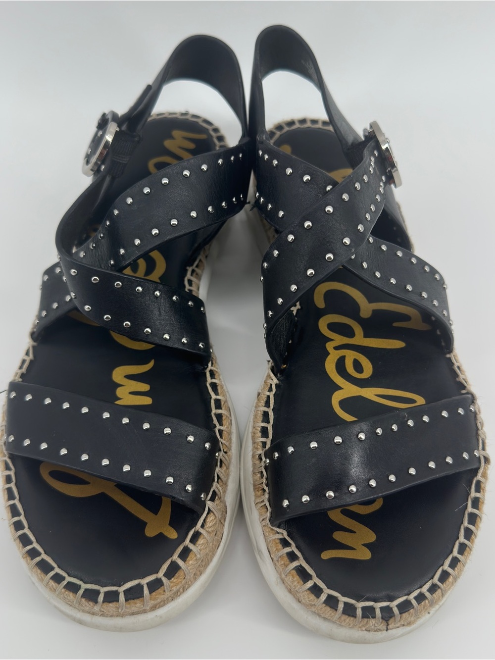 Sam Edelman Janette Black Studded Espadrille Sandals Size 8